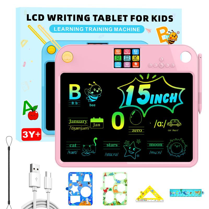 16" Dual-Sided Kids LCD Writing Tablet - Rechargeable, Durable & Colorful Frame - Perfect Fun & Educational Gift for Home, School & Travel