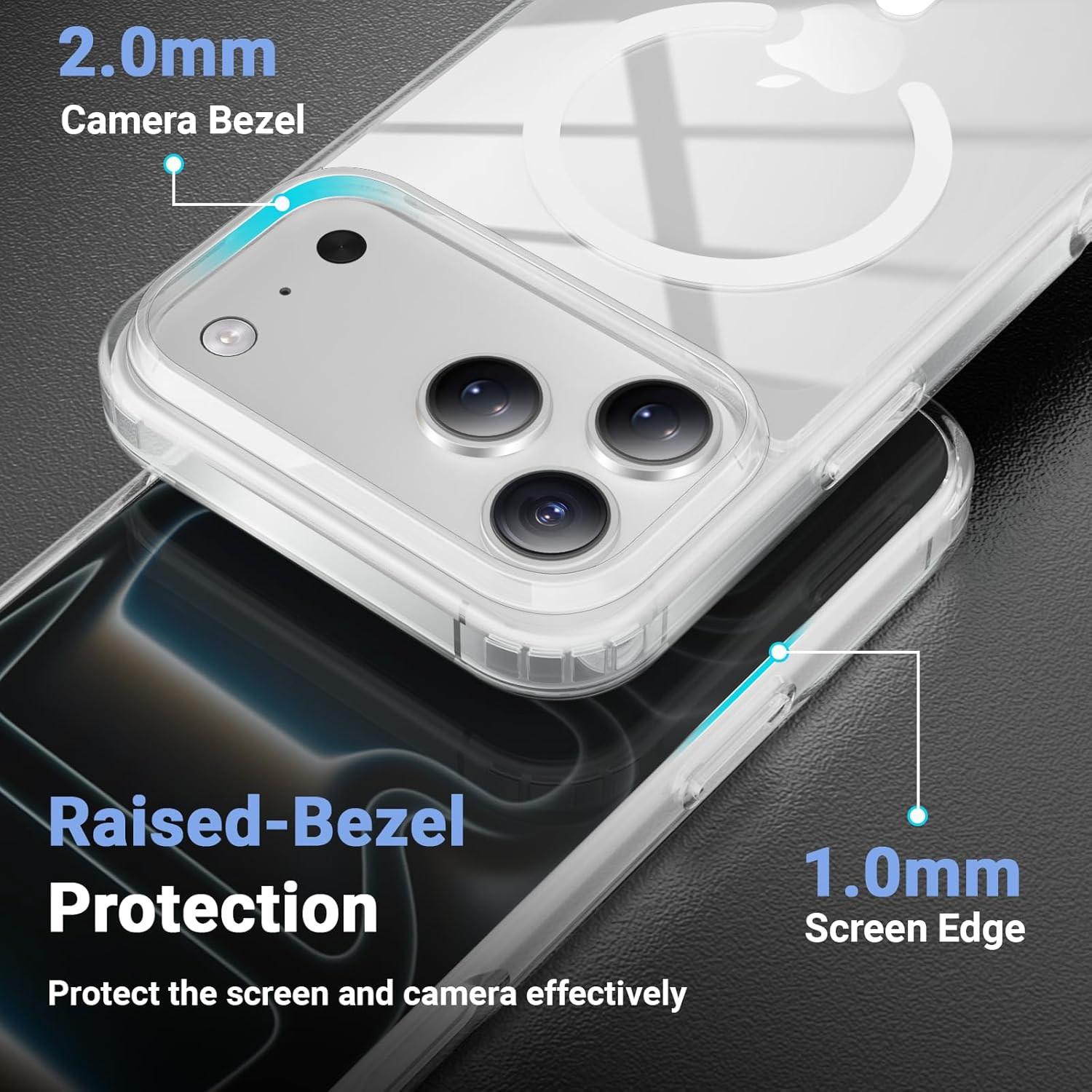 for Iphone 17 Pro Max Case Clear with Screen Protector, [Compatible with Magsafe][Anti-Yellowing][Military-Grade Protection] Shockproof Slim Magnetic Phone Case 6.9 Inch, Transparent