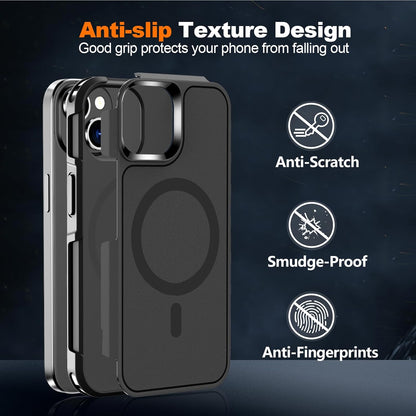 Magnetic Case for Iphone 15,14 & 13 6.1'',[Compatible with Magsafe][Heavy Duty Shockproof] [Military Grade Drop Protection][Non-Slip] Rugged Durable 2-Layer Hard Bumper Phone Cover-Matte Black
