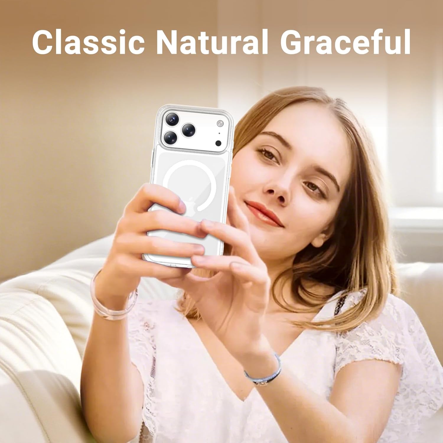 for Iphone 17 Pro Max Case Clear with Screen Protector, [Compatible with Magsafe][Anti-Yellowing][Military-Grade Protection] Shockproof Slim Magnetic Phone Case 6.9 Inch, Transparent