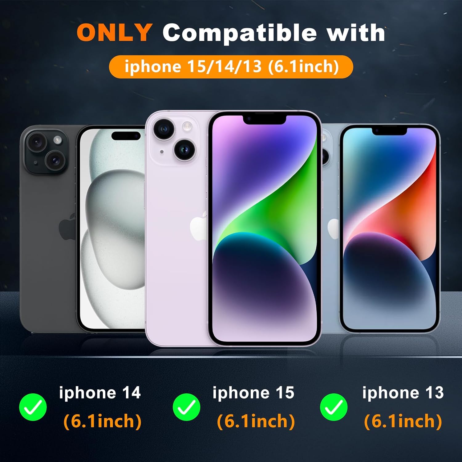 Magnetic Case for Iphone 15,14 & 13 6.1'',[Compatible with Magsafe][Heavy Duty Shockproof] [Military Grade Drop Protection][Non-Slip] Rugged Durable 2-Layer Hard Bumper Phone Cover-Matte Black