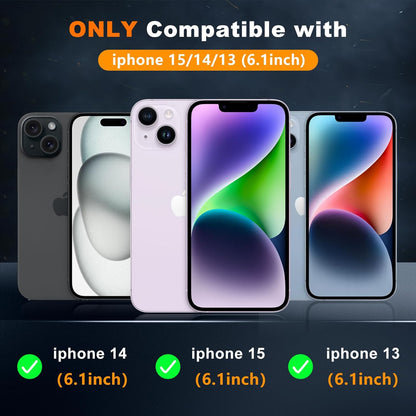 Magnetic Case for Iphone 15,14 & 13 6.1'',[Compatible with Magsafe][Heavy Duty Shockproof] [Military Grade Drop Protection][Non-Slip] Rugged Durable 2-Layer Hard Bumper Phone Cover-Matte Black