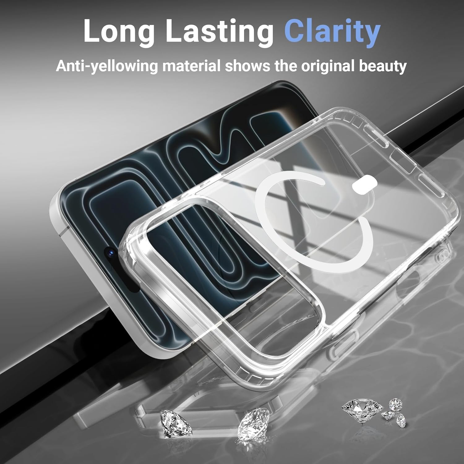 for Iphone 17 Pro Max Case Clear with Screen Protector, [Compatible with Magsafe][Anti-Yellowing][Military-Grade Protection] Shockproof Slim Magnetic Phone Case 6.9 Inch, Transparent