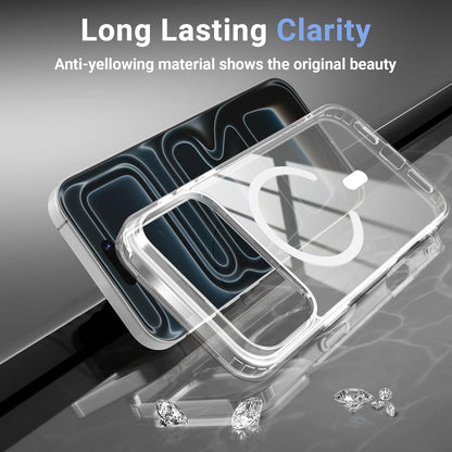 for Iphone 17 Pro Max Case Clear with Screen Protector, [Compatible with Magsafe][Anti-Yellowing][Military-Grade Protection] Shockproof Slim Magnetic Phone Case 6.9 Inch, Transparent