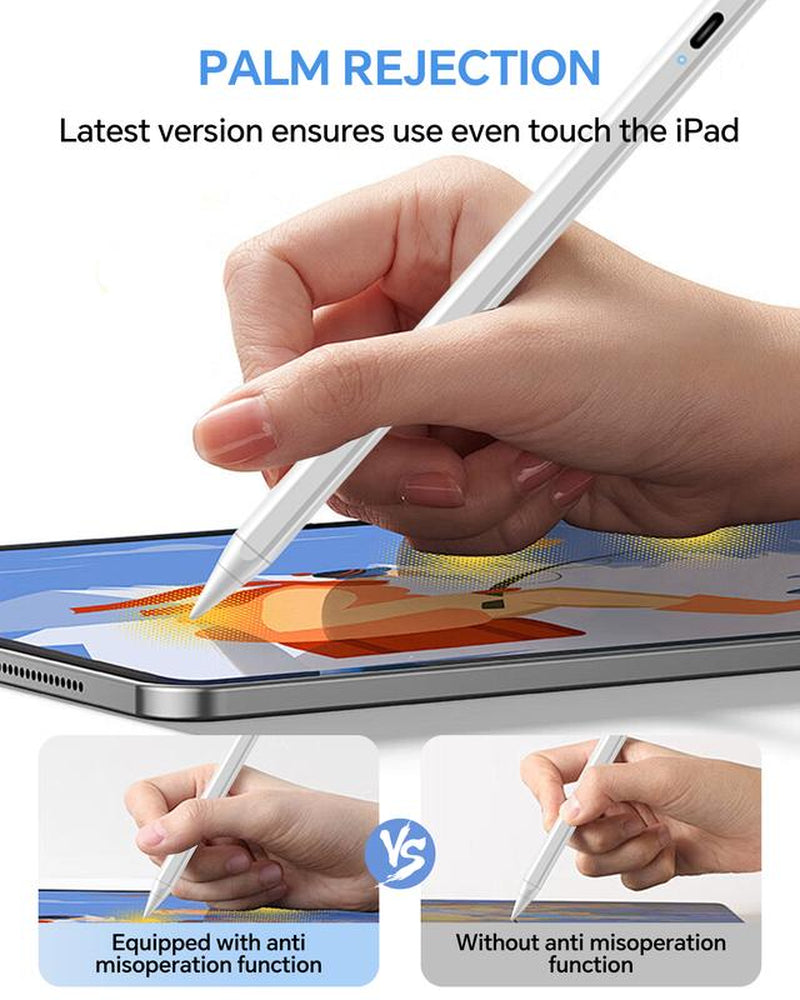 Professional Stylus Pen for iPad - Fast Charging, Tilt Sensitivity, Palm Rejection, Compatible with iPad Models 6/7/8/9/10, Pro 11/12.9/13/M4, Air 3/4/5/6/M2, Mini 5/6/7 (2018-2024)