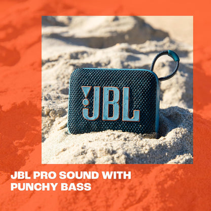 Go 4 - Ultra-Portable, Waterproof and Dustproof Bluetooth Speaker, Big Pro Sound with Punchy Bass, 7-Hour Built-In Battery, Made in Part with Recycled Materials (Blue)