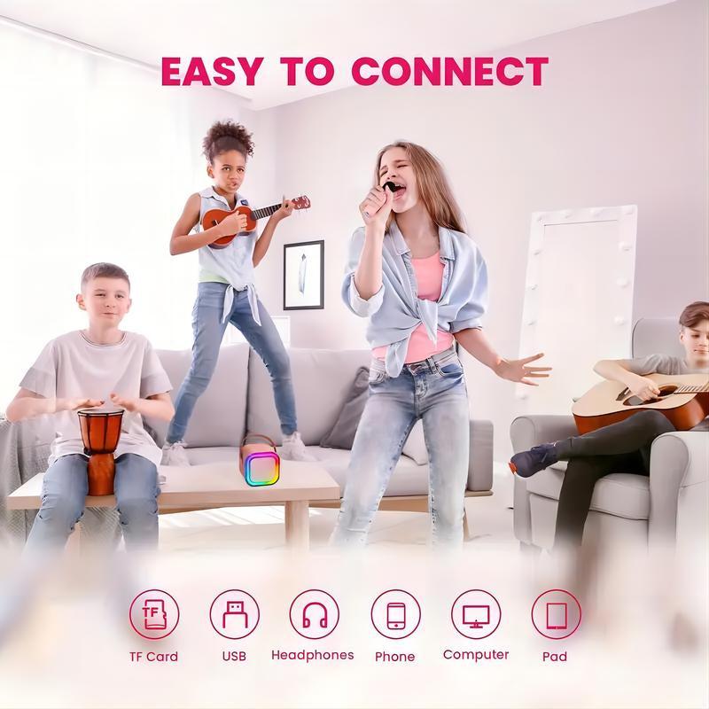 HITOZON Wireless Karaoke Speaker System with Microphone - HiFi Sound, RGB LED Lights, and Voice Effects for Outdoor Fun and Parties - Perfect Gift for Birthdays and Home Entertainment!