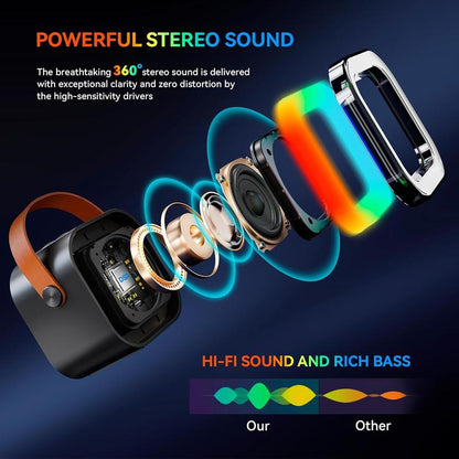 HITOZON Wireless Karaoke Speaker System with Microphone - HiFi Sound, RGB LED Lights, and Voice Effects for Outdoor Fun and Parties - Perfect Gift for Birthdays and Home Entertainment!