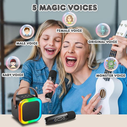 HITOZON Wireless Karaoke Speaker System with Microphone - HiFi Sound, RGB LED Lights, and Voice Effects for Outdoor Fun and Parties - Perfect Gift for Birthdays and Home Entertainment!