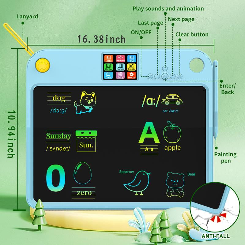 16" Dual-Sided Kids LCD Writing Tablet - Rechargeable, Durable & Colorful Frame - Perfect Fun & Educational Gift for Home, School & Travel