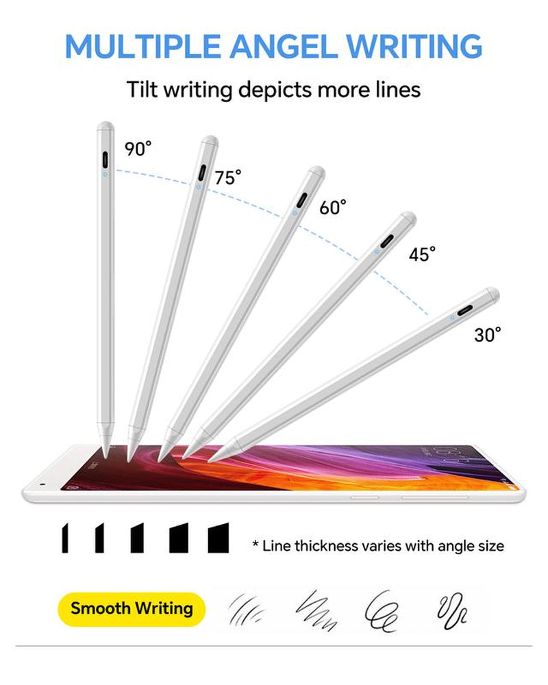 Professional Stylus Pen for iPad - Fast Charging, Tilt Sensitivity, Palm Rejection, Compatible with iPad Models 6/7/8/9/10, Pro 11/12.9/13/M4, Air 3/4/5/6/M2, Mini 5/6/7 (2018-2024)