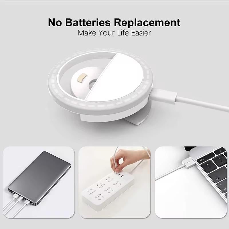 Dantiger Portable Selfie Ring Light - USB Rechargeable with Beauty & Skin Enhancement for Stunning Photos