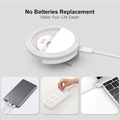 Dantiger Portable Selfie Ring Light - USB Rechargeable with Beauty & Skin Enhancement for Stunning Photos